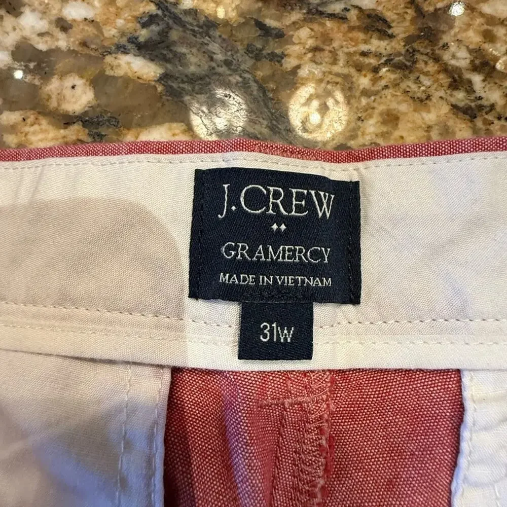 J. Crew Gramercy Flat Front Red Oxford Cloth Shorts Men’s Size 31